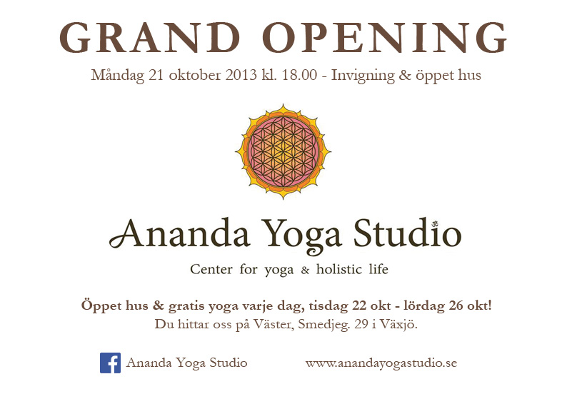 Ananda Grand Opening Flyer